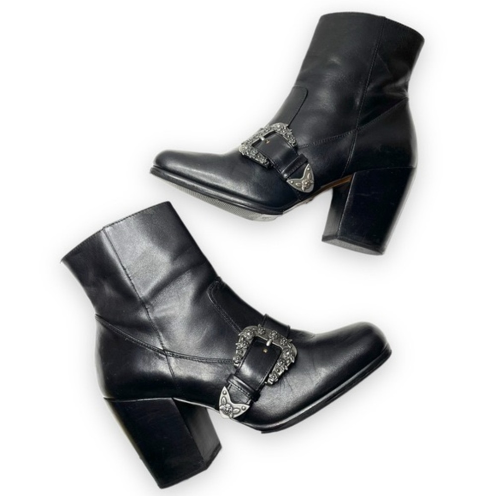 Coach | Western Buckle Ankle Bootie in Black Leather 9